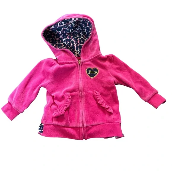 Juicy Couture Fuchsia Kids Jacket with Heart Patch, size 3-6 months, ruffle back - Picture 5 of 8